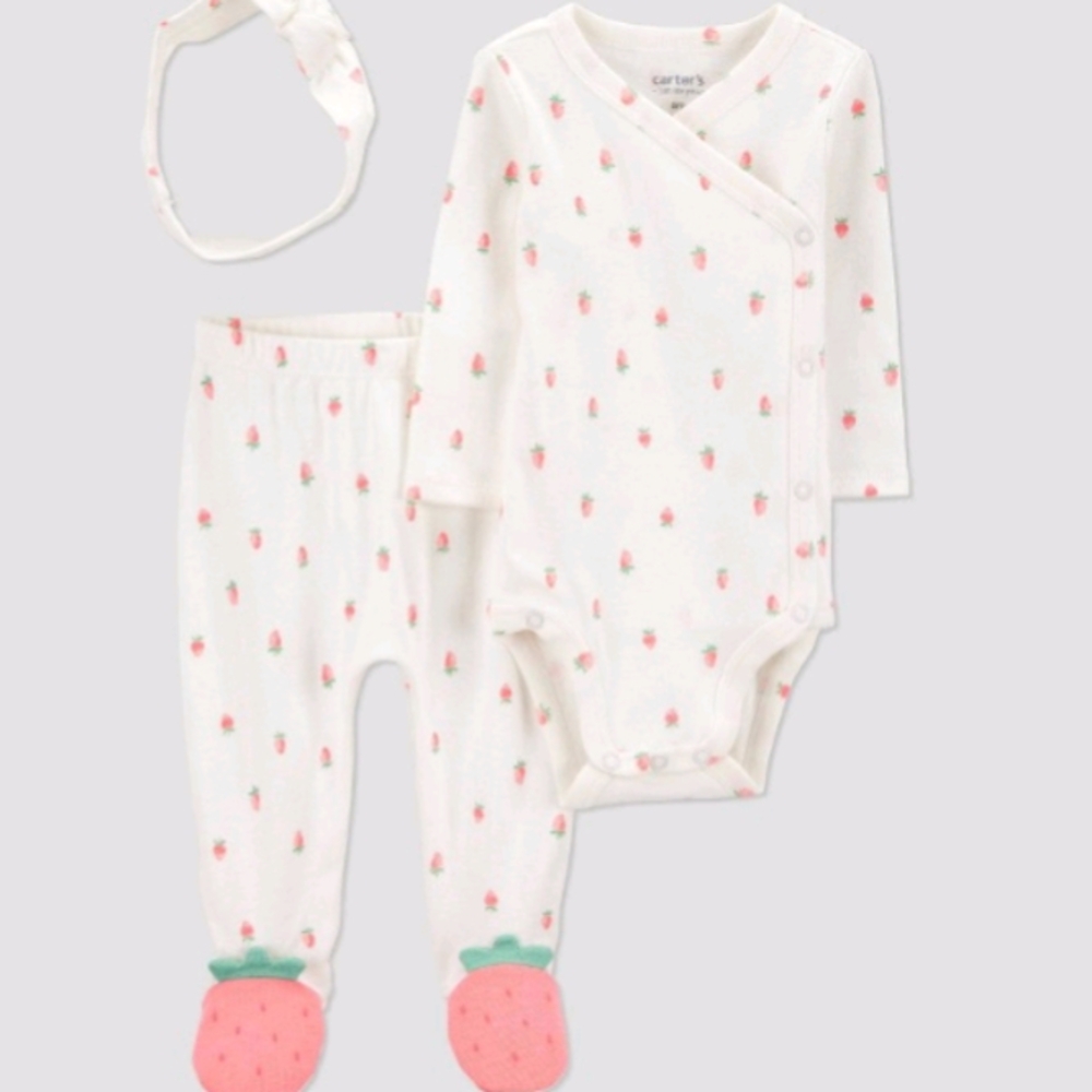 Carter's White and Pink Bodysuit Set with Delicate Print